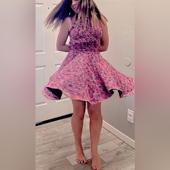 French Connection Sleeveless  Sahara Abstract Animal Print Chiffon Skater Dress - Picture 4 of 8